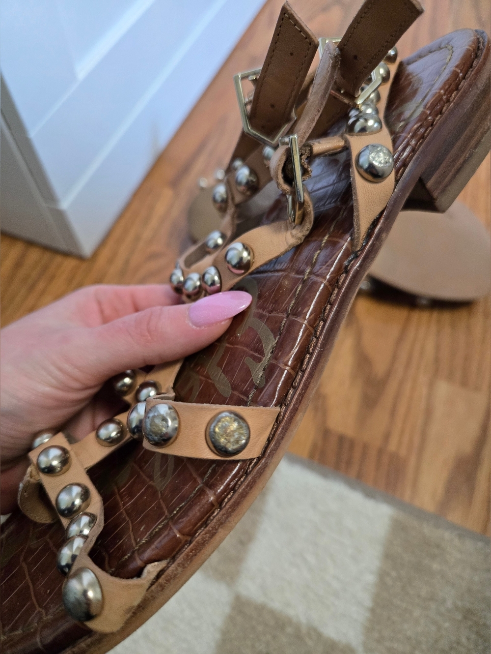 Sam Edelman Tan Studded Gladiator Sandals Women's Size 9 - Picture 7 of 7